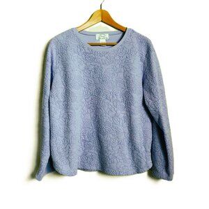 Oscar de la Renta Textured Floral Fleece Pullover – Size M